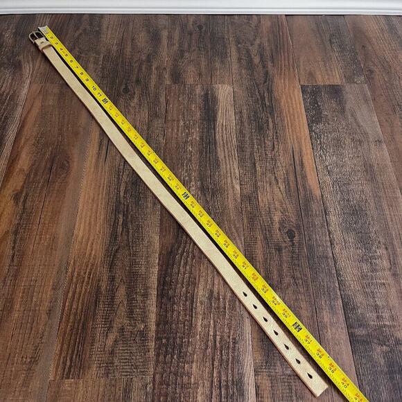 American Eagle Crackle Leather Belt Solid Brass Buckle USA Made Size Medium Gold - Picture 9 of 14